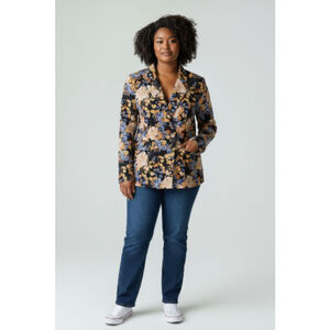 Women's Kilburne & Finch Floral Blazer Plus 2X Black